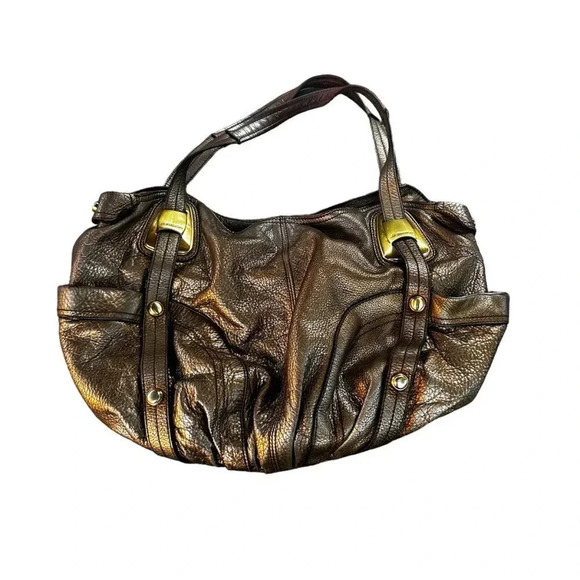 B Makowsky Vintage Bronze Gold Leather Slouchy Hobo Bag Dust Bag - Picture 12 of 12